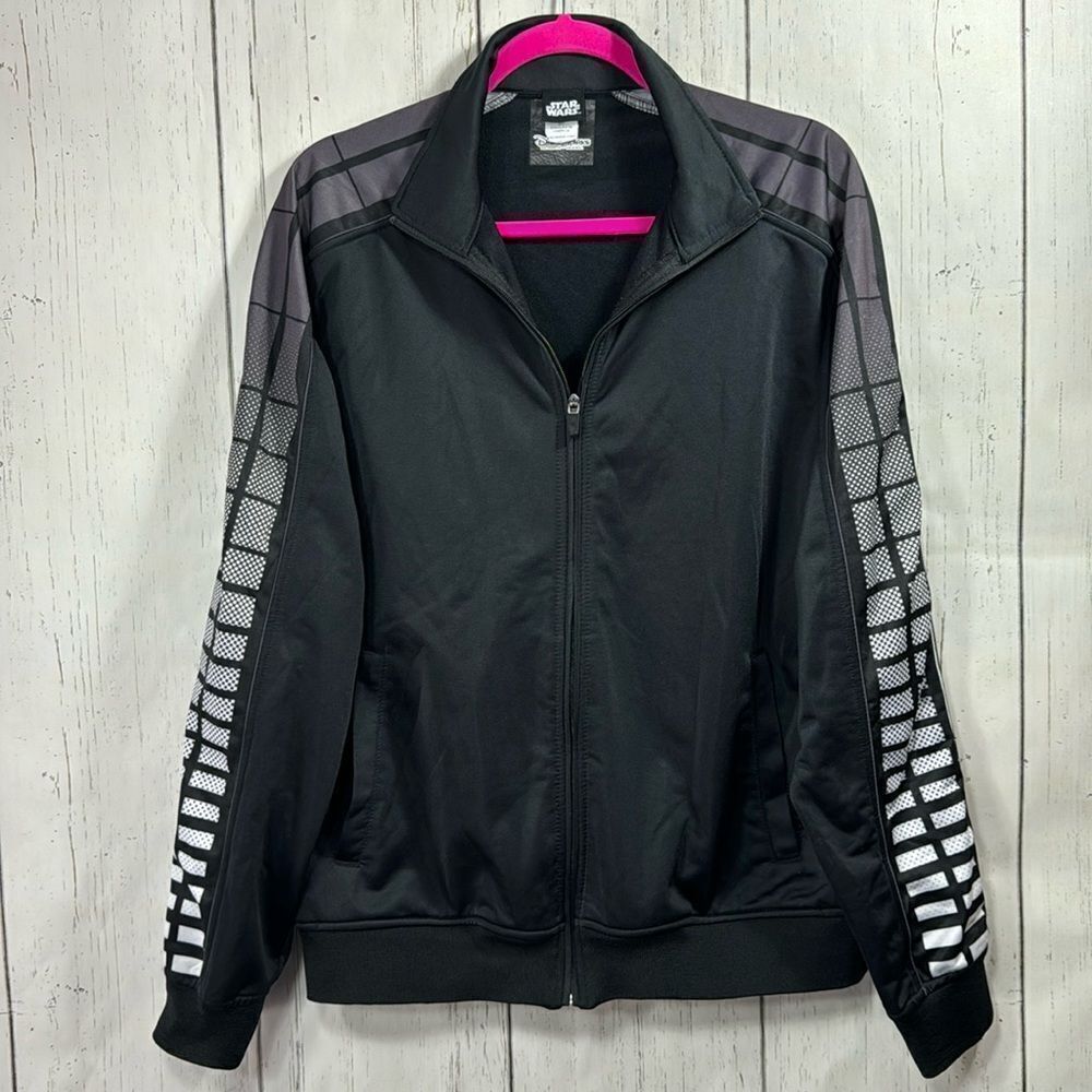 Disney Parks Star Wars Mens Zip Up Pocket Long Sleeve Black Active Jacket